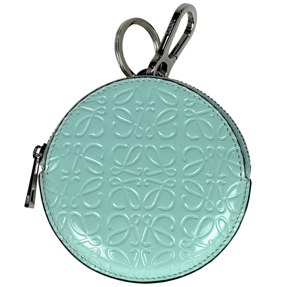 Loewe Repeat Anagram coin case Wallet Keyring Charm Leather Green
